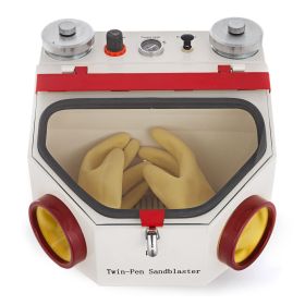 Twin Pen Sandblaster Double Pen Sand Blaster Machine for Dental Lab 2 Tanks Lamp