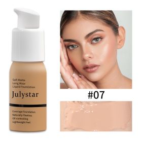 Oil Control Foundation Cream Full Coverage Concealer Long Lasting Waterproof Matte Foundation Makeup No Transfer Flawless Base (Option: 07)