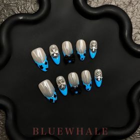 2026 Gothic charm press-on nails, Valentine's Day short almond-shaped press-on false nail set. Handmade false nail pieces (size: M)