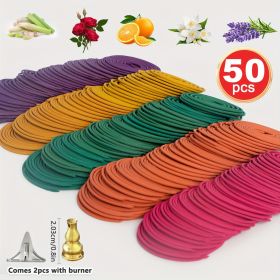 50pcs Spiral Incense, Lemongrass, Rose, Jasmine, Lavender Orange Aromatherapy Coils, Burning Time 3-4 Hours Suitable for Air Purification, Yoga (style: 50PCS ORANGE)